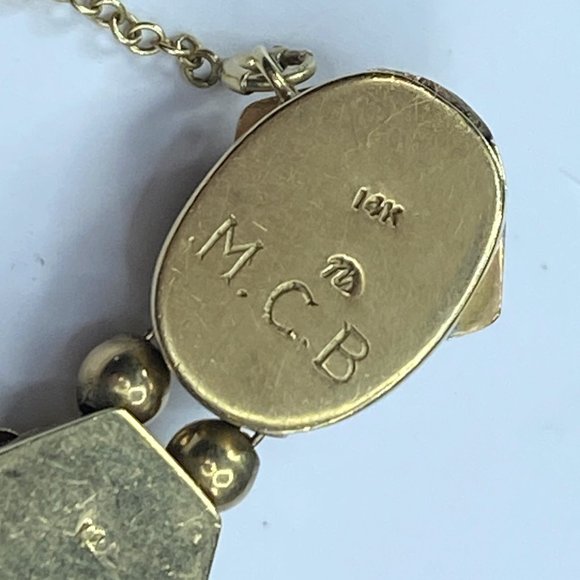 14K yellow gold gemstone sliding Charm bracelet 7" 26.4gm JR7551 - Picture 8 of 12